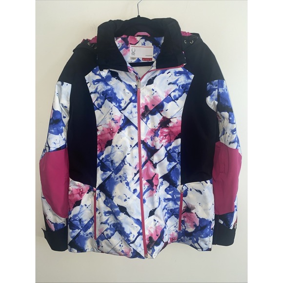 EUC Spyder Women's‎ Temerity Insulated Ski Jacket Black White Size 14 US - Picture 1 of 10